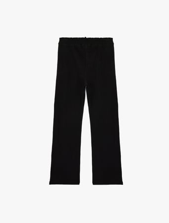 Yüksek Bel Rahat Kalıp Geniş Paça Beli Bağcıklı Pantolon