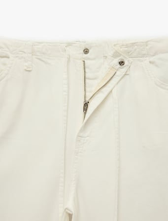 Pamuklu Cep Detaylı Beli Bağcıklı Bol Pantolon - Loose Straight Fit Jean