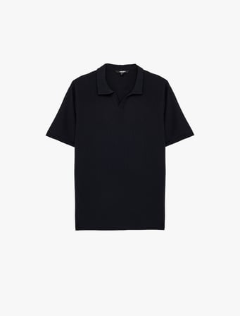Regular Fit Kısa Kollu Dokulu Polo Yaka Tişört