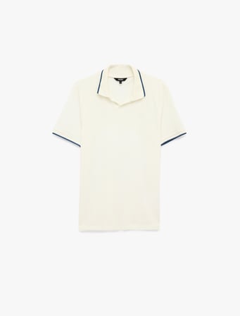 Pamuklu Kısa Kollu Pike Kumaş Çizgi Detaylı Slim Fit Polo Yaka Tişört
