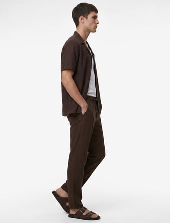 Pamuklu Cepli Straight Fit Beli Bağcıklı Düğmeli Pantolon