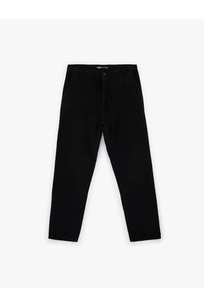 Pamuklu Cepli Straight Fit Beli Bağcıklı Düğmeli Pantolon