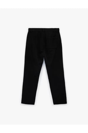 Pamuklu Cepli Straight Fit Beli Bağcıklı Düğmeli Pantolon