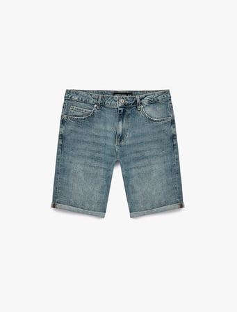 Pamuklu Normal Bel Cepli Slim Fit Jean Şort