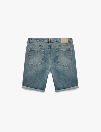 Pamuklu Normal Bel Cepli Slim Fit Jean Şort
