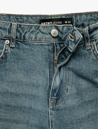 Pamuklu Normal Bel Cepli Slim Fit Jean Şort