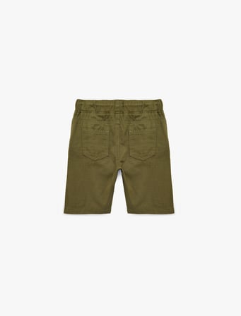 Beli Bağcıklı Cep Detaylı Pamuklu Basic Şort