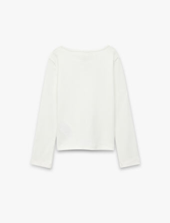 Uzun Kollu Bisiklet Yaka Pamuklu Fiyonklu Tişört