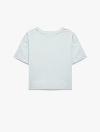 Kurdele Detaylı Pamuklu Kısa Kollu Bisiklet Yaka Tişört