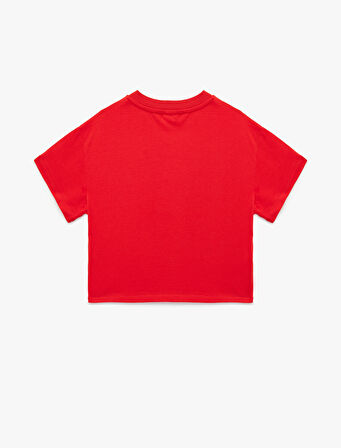 Kısa Kollu Bisiklet Yaka Pamuklu Baskılı Tişört