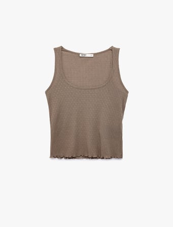 U Yaka Kolsuz Fitilli Atlet Pijama Üstü