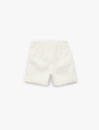 Pamuklu Cepli Duble Paça Beli Bağcıklı Gabardin Şort