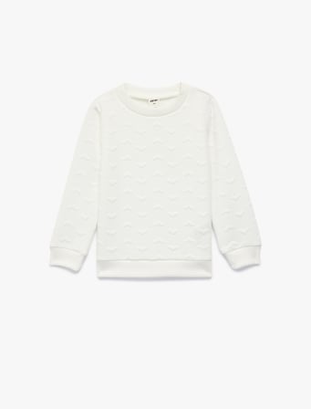 Uzun Kollu Bisiklet Yaka Dokulu Sweatshirt