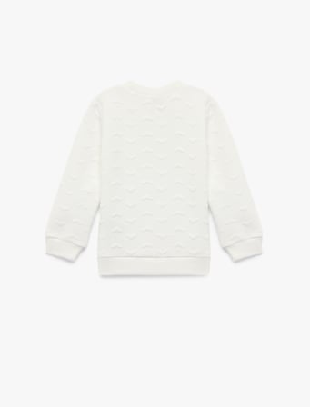 Uzun Kollu Bisiklet Yaka Dokulu Sweatshirt
