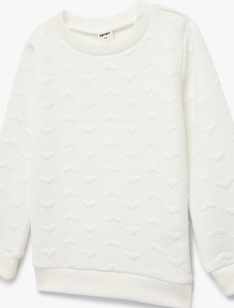 Uzun Kollu Bisiklet Yaka Dokulu Sweatshirt