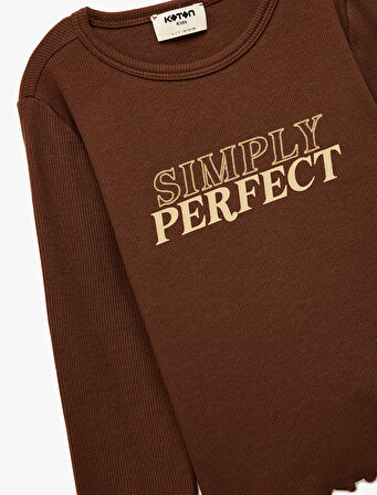 Ribanalı Uzun Kollu Bisiklet Yaka Pamuklu Tişört