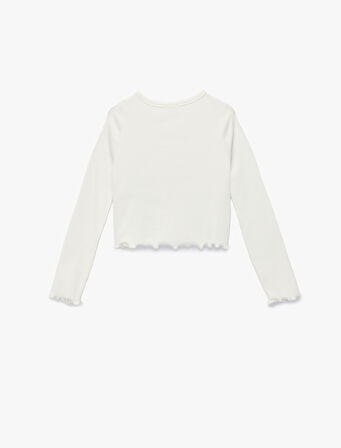 Baskılı Bisiklet Yaka Pamuklu Uzun Kollu Tişört