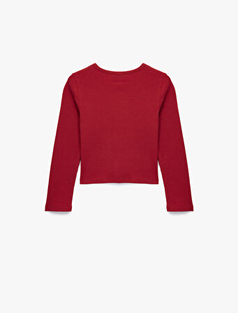 Pamuklu Baskılı  Bisiklet Yaka Uzun Kollu Tişört