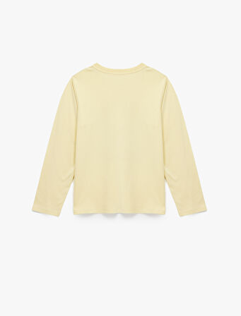 Pamuklu Uzun Kollu Bisiklet Yaka Anime Baskılı Tişört