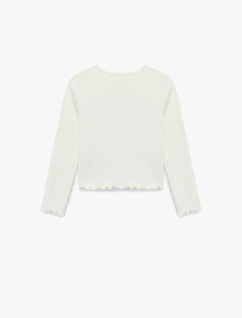 Pamuklu Uzun Kollu Bisiklet Yaka Baskılı Tişört