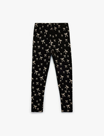 Fiyonk Baskılı Beli Lastikli Pamuklu Tayt