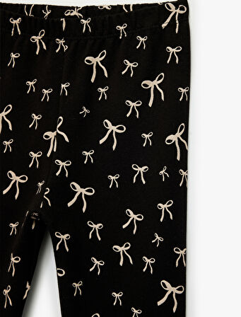 Fiyonk Baskılı Beli Lastikli Pamuklu Tayt