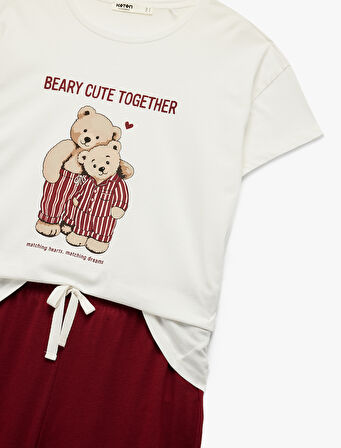 Baskılı Pamuklu 2'i Pijama Takımı