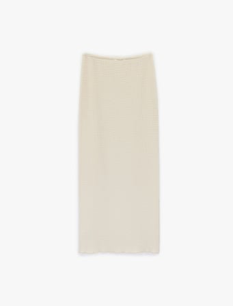 Bürümcük Kumaş Beli Bağlama Detaylı Slim Fit Dokulu Kalem Etek