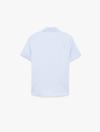 Slim Fit Klasik Yaka Kısa Kollu Çizgili Poplin Gömlek
