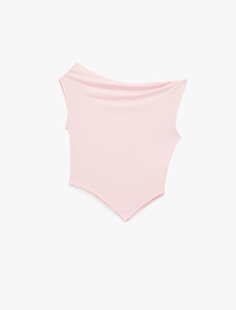 Slim Fit Kolsuz Asimetrik Bluz