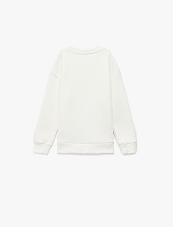 Bisiklet Yaka Uzun Kollu Fiyonk Baskılı Sweatshirt