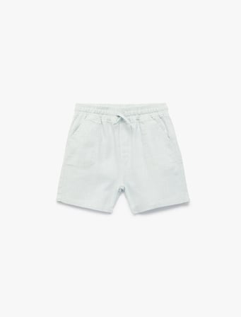 Keten ve Pamuk Karışımlı Beli Bağcıklı Bermuda Şort