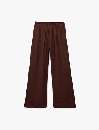 Beli Bağcıklı Cep Detaylı Düz Paça Viskon Karışımlı Pantolon