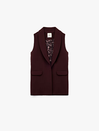 Cep Detaylı Kruvaze Kolsuz Uzun Blazer Yelek