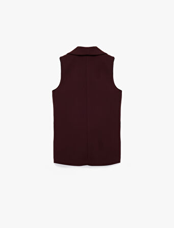 Cep Detaylı Kruvaze Kolsuz Uzun Blazer Yelek