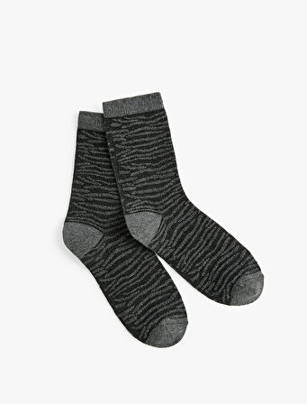 Pamuklu Desenli Soket Çorap