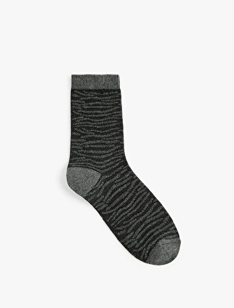 Pamuklu Desenli Soket Çorap