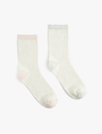 Çizgili 2'li Soket Çorap Seti