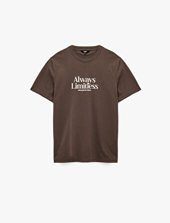 Regular Fit Kısa Kollu Bisiklet Yaka Pamuklu Baskılı Tişört