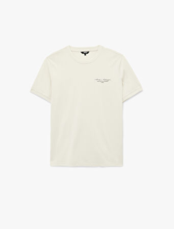 Regular Fit Bisiklet Yaka Pamuklu Kısa Kollu Baskılı Tişört