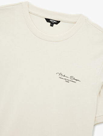 Regular Fit Bisiklet Yaka Pamuklu Kısa Kollu Baskılı Tişört