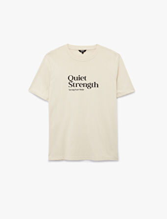 Regular Fit Kısa Kollu Pamuklu Bisiklet Yaka Baskılı Tişört