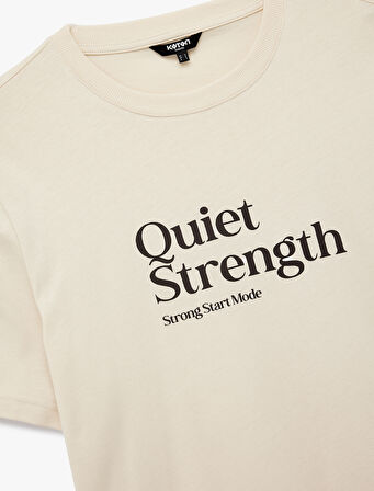 Regular Fit Kısa Kollu Pamuklu Bisiklet Yaka Baskılı Tişört