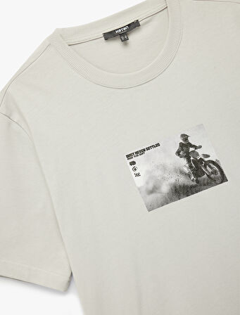 Regular Fit Kısa Kollu Bisiklet Yaka Pamuklu Baskılı Tişört