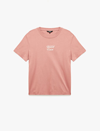 Regular Fit Kısa Kollu Bisiklet Yaka Pamuklu Baskılı Tişört