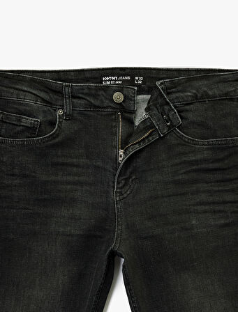 Pamuklu Cepli Normal Bel Slim Fit Jean Pantolon - Brad Jean