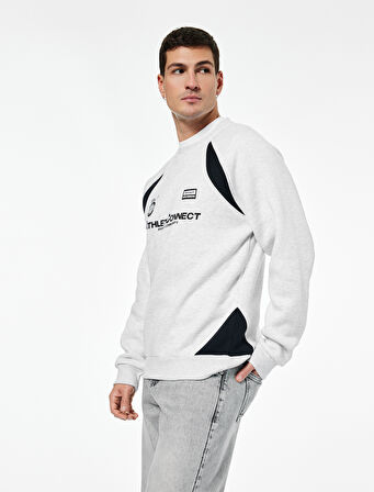 Regular Fit Uzun Kollu Bisiklet Yaka Baskılı Sweatshirt