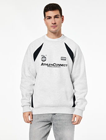 Regular Fit Uzun Kollu Bisiklet Yaka Baskılı Sweatshirt