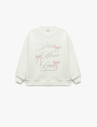 Şardonlu Uzun Kollu Bisiklet Yaka Sweatshirt