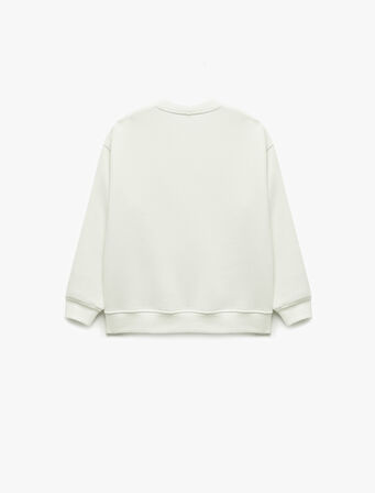 Şardonlu Uzun Kollu Bisiklet Yaka Sweatshirt